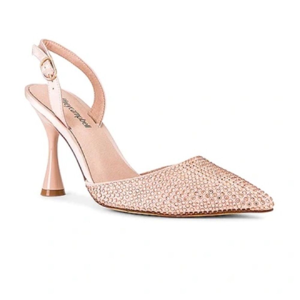 NWOB Jeffrey Campbell Zivote Crystal Satin Slingback Heels in Light Pink size 7